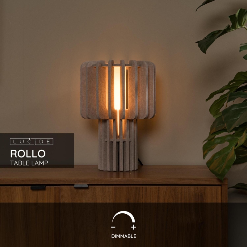 Lucide ROLLO - Stolná lampa - 1xE27 - Taupe